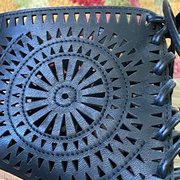 Jeffrey Campbell perforated black leather wedges size 6. - Picture 4 of 7